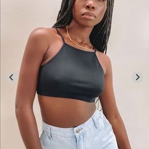beginning boutique wonderland black crop top size xs 6